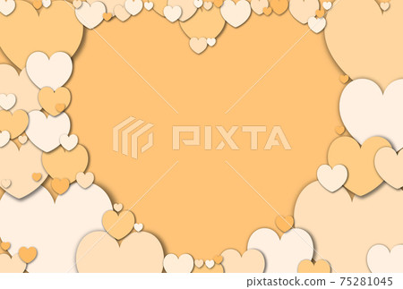 Mother's Day Material Craft-like heart-shaped frame made of pastel orange hearts Horizontal and other colors available 75281045