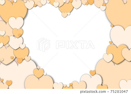 Mother's Day Material Craft-like heart-shaped frame made of pastel orange hearts White in the horizontal frame Other colors available 75281047