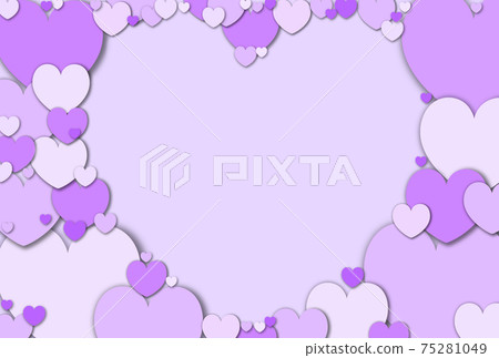 Mother's Day Material Craft-like heart-shaped frame made of pastel purple hearts Horizontal and other colors available 75281049