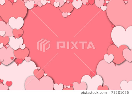 Mother's Day Material Craft-like heart-shaped frame made of pastel red hearts Horizontal and other colors available 75281056