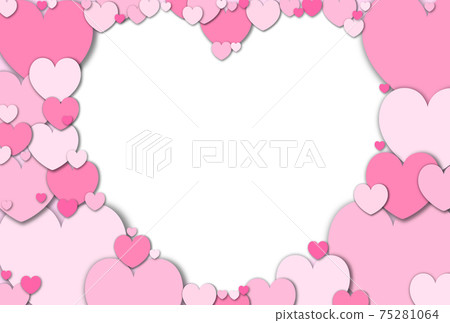 Mother's Day Material Craft-like heart-shaped frame made of pastel pink hearts White in the horizontal frame Other colors available 75281064