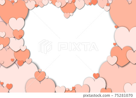 Mother's Day Material Craft-like heart-shaped frame made of pastel orange hearts White in the horizontal frame Other colors available 75281070