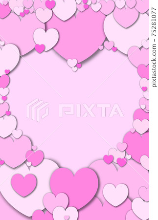 Mother's Day Material Craft-like heart-shaped frame made of pastel pink hearts Vertical and other colors available 75281077