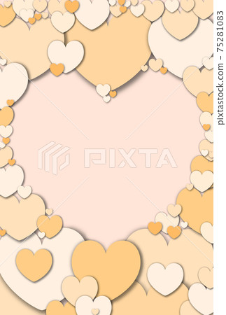 Mother's Day Material Craft-like heart-shaped frame made of pastel orange hearts Vertical and other colors available 75281083