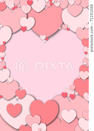 Mother's Day Material Craft-like heart-shaped frame made of pastel red hearts Vertical and other colors available 75281088