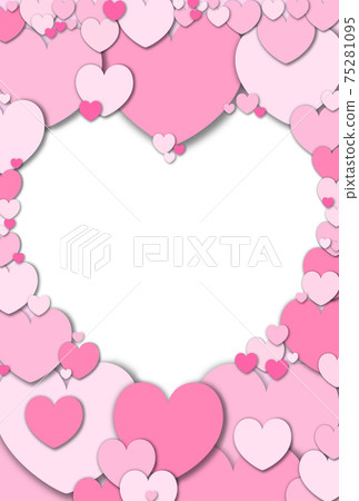 Mother's Day Material Craft-like heart-shaped frame made of pastel pink hearts White in the vertical frame Other colors available 75281095
