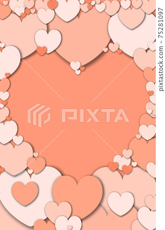 Mother's Day Material Craft-like heart-shaped frame made of pastel orange hearts Vertical and other colors available 75281097