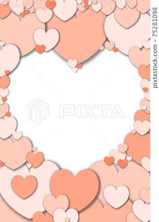 Mother's Day Material Craft-like heart-shaped frame made of pastel orange hearts White in the vertical frame Other colors available 75281098