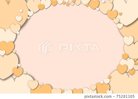 Mother's Day Material An elliptical frame formed by gathering pastel orange hearts. 75281105