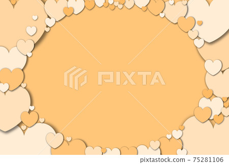 Mother's Day Material An elliptical frame formed by gathering pastel orange hearts. 75281106