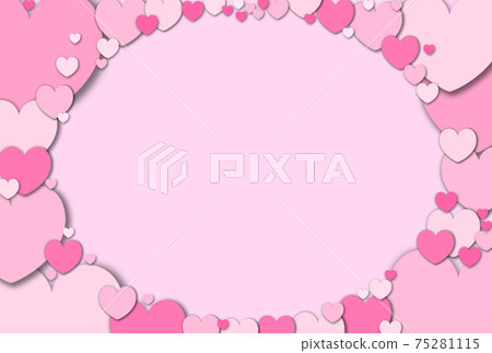 Mother's Day Material Elliptical frame formed by gathering pastel pink hearts Horizontal Other colors available 75281115
