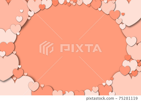Mother's Day Material An elliptical frame formed by gathering pastel orange hearts. 75281119