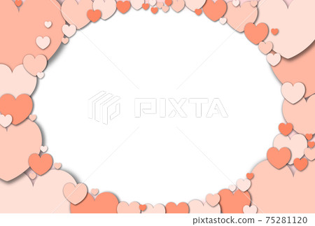 Mother's Day Material An elliptical frame formed by gathering pastel orange hearts White in the horizontal frame There are other colors 75281120