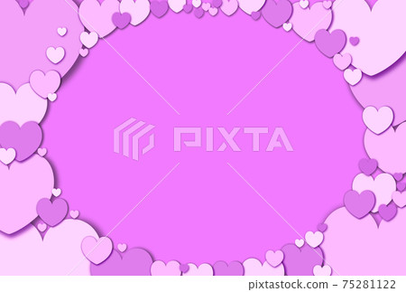 Mother's Day Material Elliptical frame formed by gathering pastel pink hearts Horizontal Other colors available 75281122