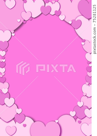 Mother's Day Material Elliptical frame formed by gathering pastel pink hearts Vertical Other colors available 75281125