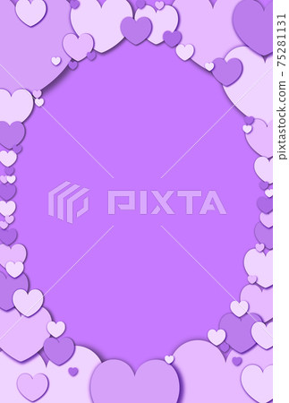 Mother's Day Material Elliptical frame formed by gathering pastel purple hearts Vertical Other colors available 75281131