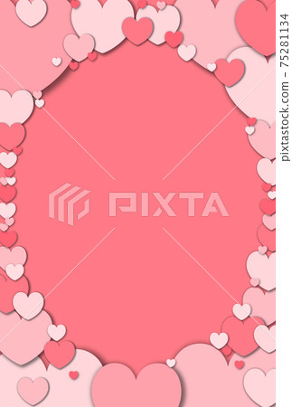 Mother's Day Material Elliptical frame formed by gathering pastel red hearts Vertical Other colors available 75281134