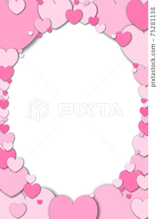 Mother's Day Material Elliptical frame formed by gathering pastel pink hearts White in the vertical frame Other colors available 75281138