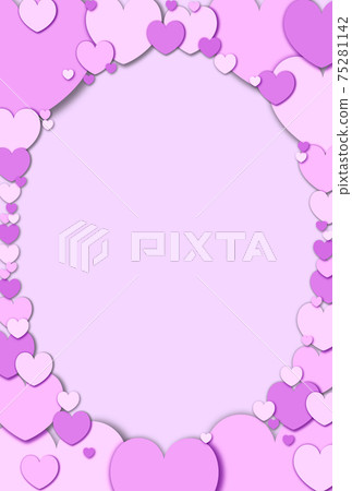 Mother's Day Material Elliptical frame formed by gathering pastel pink hearts Vertical Other colors available 75281142
