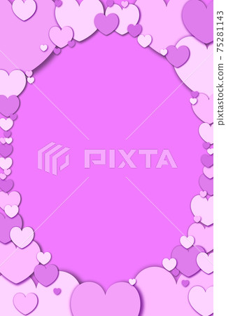 Mother's Day Material Elliptical frame formed by gathering pastel pink hearts Vertical Other colors available 75281143