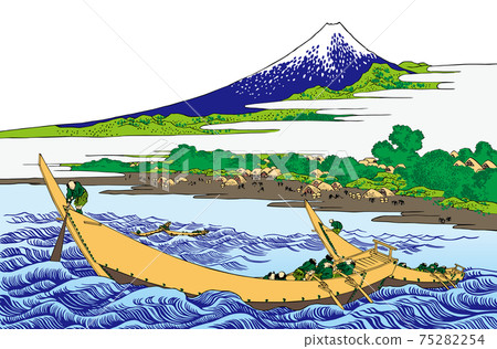 葛飾北齋圖像東海道Ejiri Tako no Ura素描明亮版白色背景 75282254