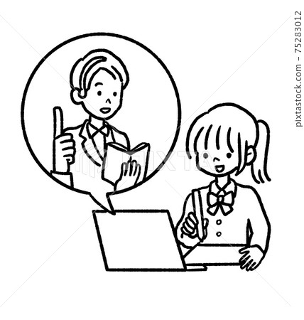 Online tutor illustration line art Online tutor illustration line art 75283012