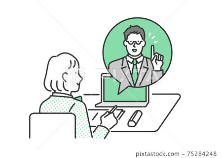 Image illustration material of students taking online classes at home 75284248