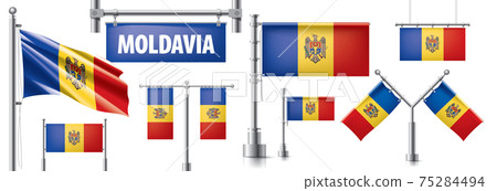Vector set of the national flag of Moldavia in various creative designs 75284494