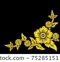Thai traditional art, flower style on black background (seamless pattern) 75285151