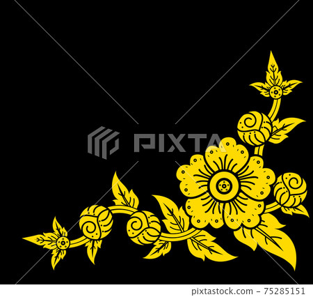 Thai traditional art, flower style on black background (seamless pattern) Thai traditional art, flower style on black background (seamless pattern) 75285151