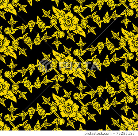 Thai traditional art, flower style on black background (seamless pattern) Thai traditional art, flower style on black background (seamless pattern) 75285153