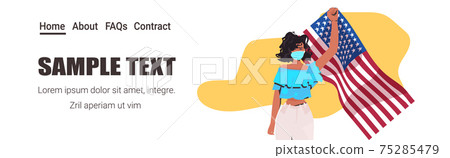 woman in mask holding USA flag labor day celebration coronavirus quarantine concept woman in mask holding USA flag labor day celebration coronavirus quarantine concept 75285479