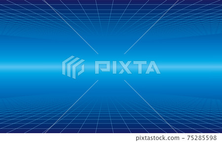 Grid background illustration material with blue gradation perspective 75285598