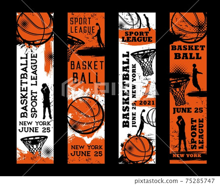 Basketball or streetball tournament grungy posters Basketball or streetball tournament grungy posters 75285747
