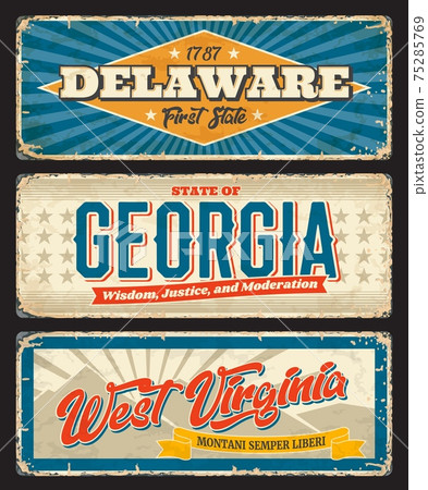 Delaware, Georgia and West Virginia states plates 75285769