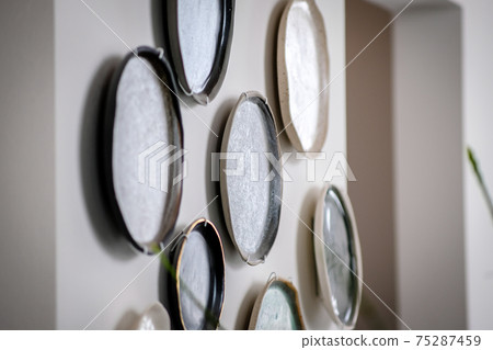 Minimalistic and futuristic high-end ceramics pottery artists workshop. Selective focus 75287459