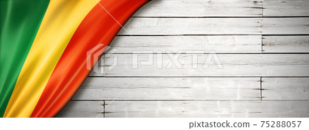 Mali flag on old white wall banner 75288057