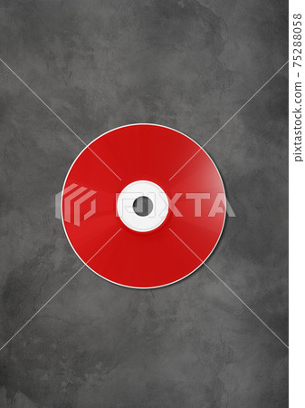 Red CD - DVD mockup template isolated on concrete background 75288058