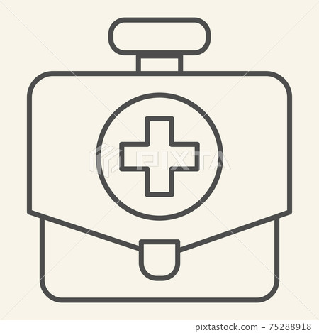 First aid kit thin line icon. Doctor medical bag box outline style pictogram on white background. Medicine chest for mobile concept and web design. Vector graphics. 75288918