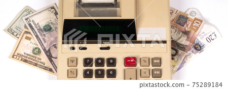 Old fashioned calculator dollars and pounds Old fashioned calculator dollars and pounds 75289184