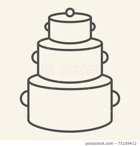 Steel saucepan collection thin line icon. Cooking pot symbol, outline style pictogram on beige background. Set of pan sign for mobile concept and web design. Vector graphics. Steel saucepan collection thin line icon. Cooking pot symbol, outline style pictogram on beige background. Set of pan sign for mobile concept and web design. Vector graphics. 75289412