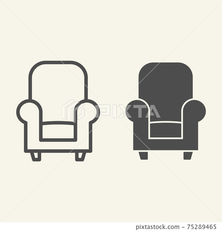 Soft chair line and solid icon. Comfortable... - Stock Illustration  [75289465] - PIXTA