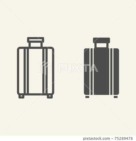Luggage line and solid icon. Travel suitcase symbol, outline style pictogram on beige background. Baggage sign for mobile concept and web design. Vector graphics. 75289478