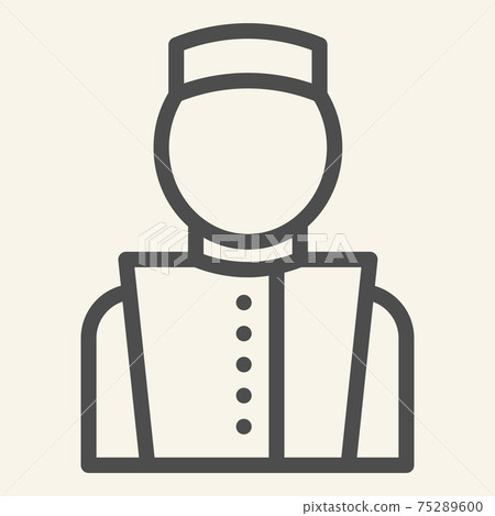 Concierge line icon. Hotel porter symbol, outline style pictogram on beige background. Bellboy in uniform sign for mobile concept and web design. Vector graphics. 75289600