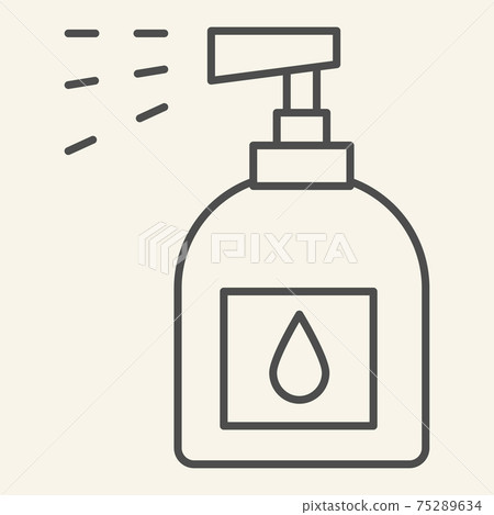 Household chemicals thin line icon. Spray bottle symbol, outline style pictogram on beige background. Plastic bottle for cleaning sign for mobile concept and web design. Vector graphics. 75289634