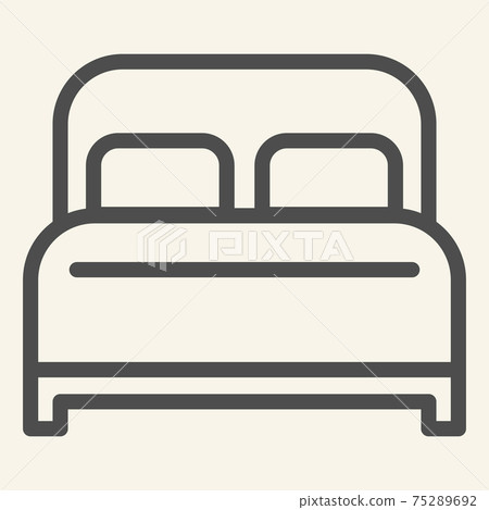 Double bed line icon. Hotel bedroom symbol, outline style pictogram on beige background. Sleep and relax furniture sign for mobile concept and web design. Vector graphics. Double bed line icon. Hotel bedroom symbol, outline style pictogram on beige background. Sleep and relax furniture sign for mobile concept and web design. Vector graphics. 75289692