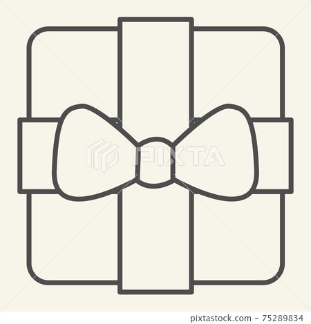 Gift thin line icon. Christmas present box with bow outline style pictogram on white background. New Year or Xmas giftbox for mobile concept and web design. Vector graphics. Gift thin line icon. Christmas present box with bow outline style pictogram on white background. New Year or Xmas giftbox for mobile concept and web design. Vector graphics. 75289834