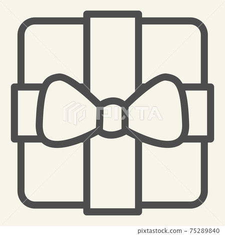 Gift line icon. Christmas present box with bow outline style pictogram on white background. New Year or Xmas giftbox for mobile concept and web design. Vector graphics. 75289840
