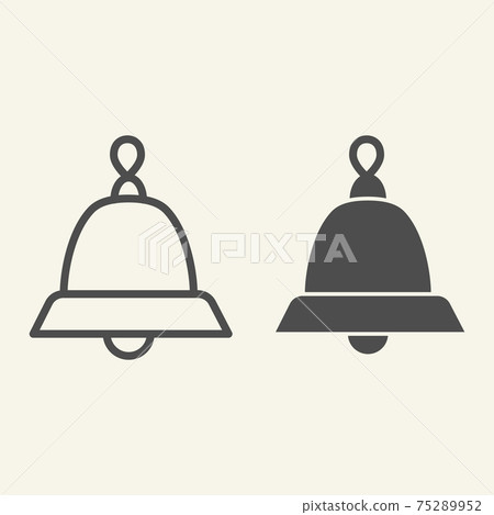Bell line and solid icon. Christmas holiday handbell outline style pictogram on white background. Happy New Year symbol for mobile concept and web design. Vector graphics. 75289952