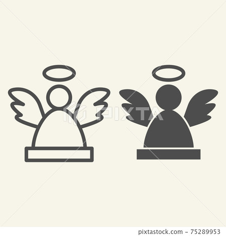 Angel line and solid icon. Christmas holy angel silhouette outline style pictogram on white background. New Year decoration signs for mobile concept and web design. Vector graphics. 75289953